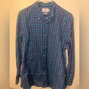 Southern Tide Green, pink, and Blue Casual Button Down Shirt